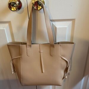Beige Leatherette Tote Bag - Elegant Everyday Carry